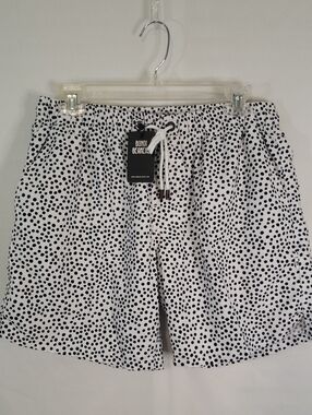 Bondi Beamers NWT White with Black Polka Dots Swim Trunks, Large